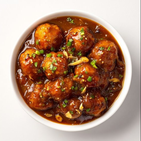 Crispy Chicken Manchurian tossed in a spicy Indo-Chinese sauce with garlic, green chilies, and peppers at House of Biryanis and Kebabs in Iselin, NJ